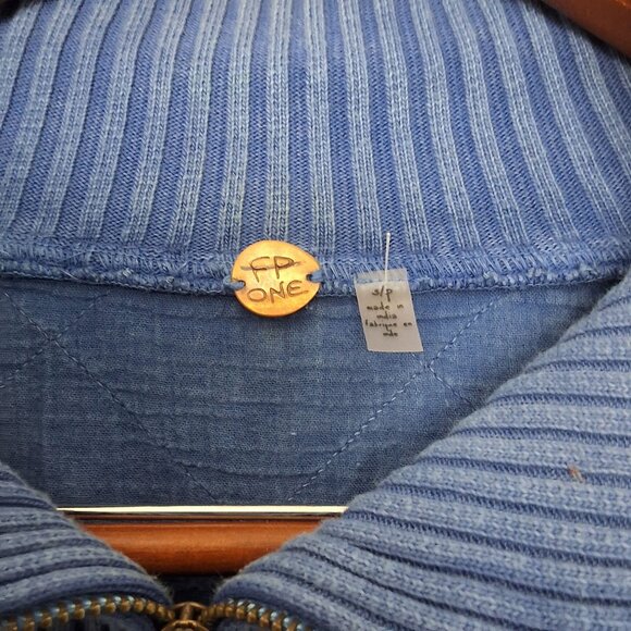 Free People Shiloh Quilted Sweatshirt Ribbed Collar Quarter Zip Size S - Picture 4 of 6